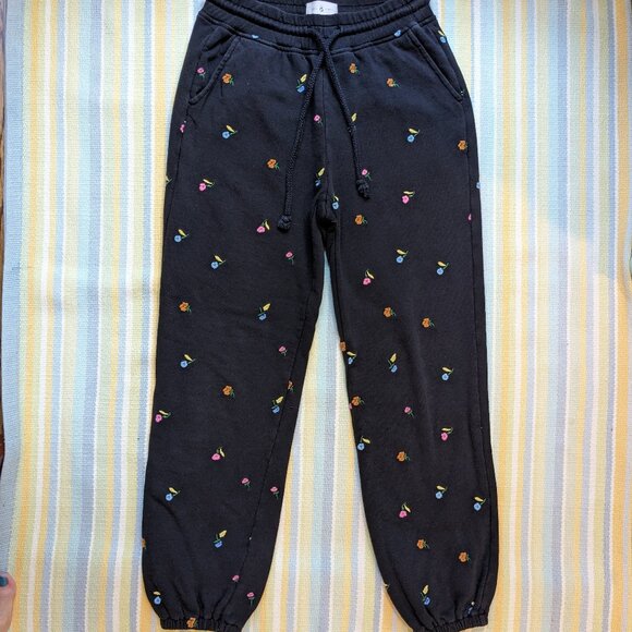 ⭐ Lou & Grey Flower floral embroidered Terry Sweats Joggers size XS - Picture 1 of 10